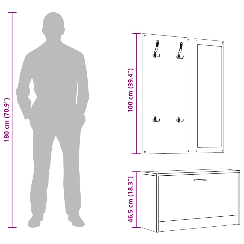 Ensemble d'armoires à chaussures 3-en-1 Blanc Bois d'ingénierie - XIOS