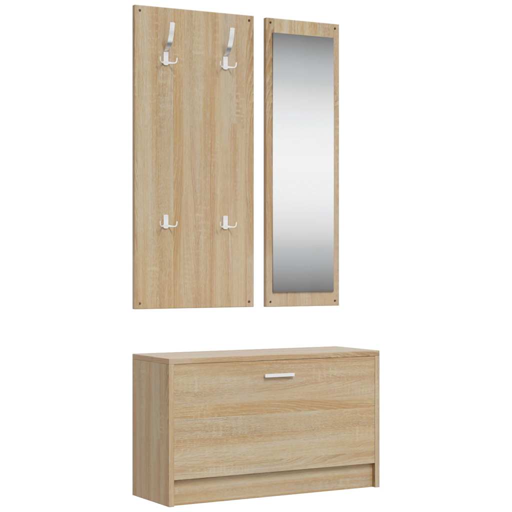 Ensemble de meubles à chaussures 3 en 1 en bois d'ingénierie chêne Sonoma - XIOS