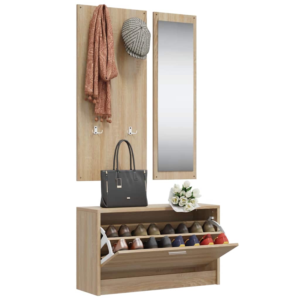 Ensemble de meubles à chaussures 3 en 1 en bois d'ingénierie chêne Sonoma - XIOS
