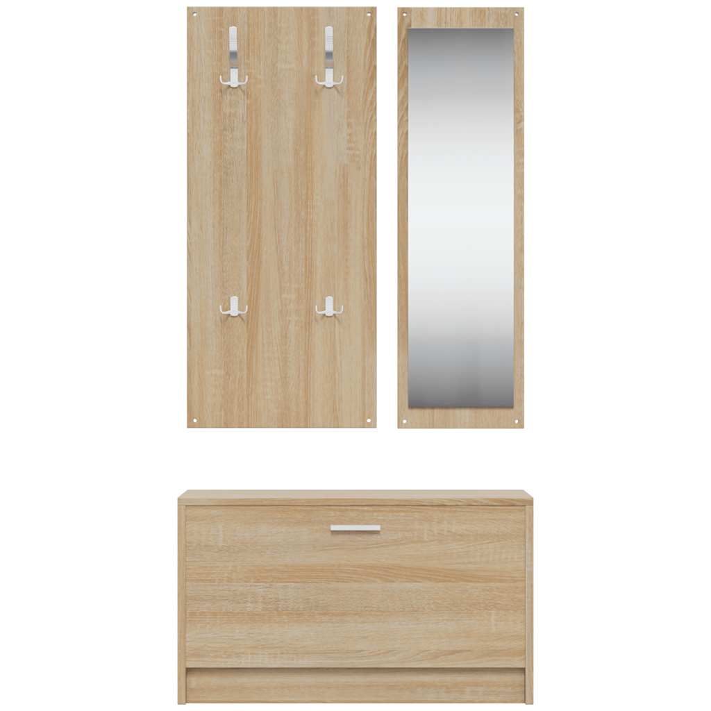 Ensemble de meubles à chaussures 3 en 1 en bois d'ingénierie chêne Sonoma - XIOS