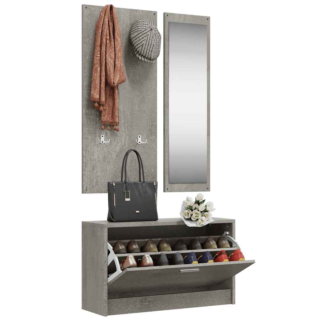 Ensemble d'armoires à chaussures 3-en-1 Gris béton - XIOS