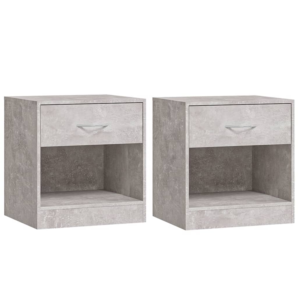 Tables de chevet 2 pcs avec tiroir Gris béton - XIOS