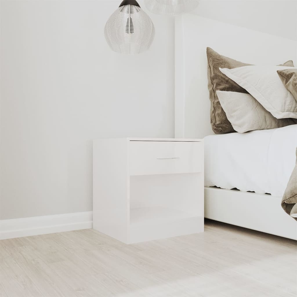 Tables de chevet 2 pcs avec tiroir Blanc brillant - XIOS