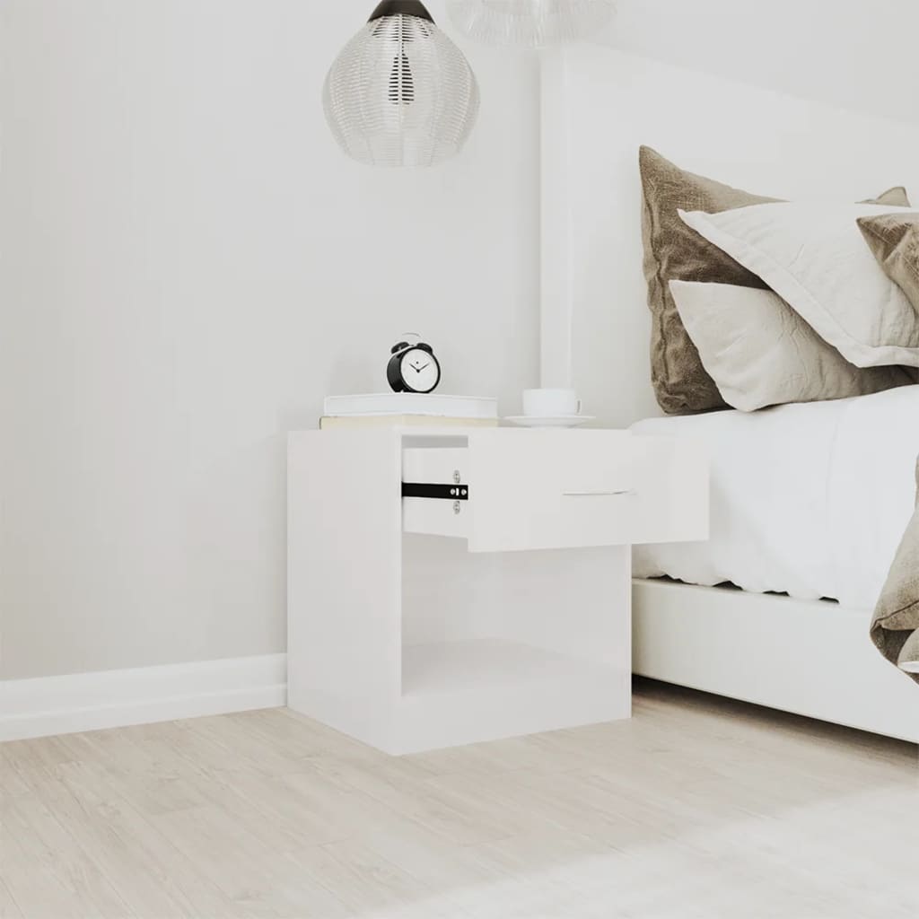 Tables de chevet 2 pcs avec tiroir Blanc brillant - XIOS