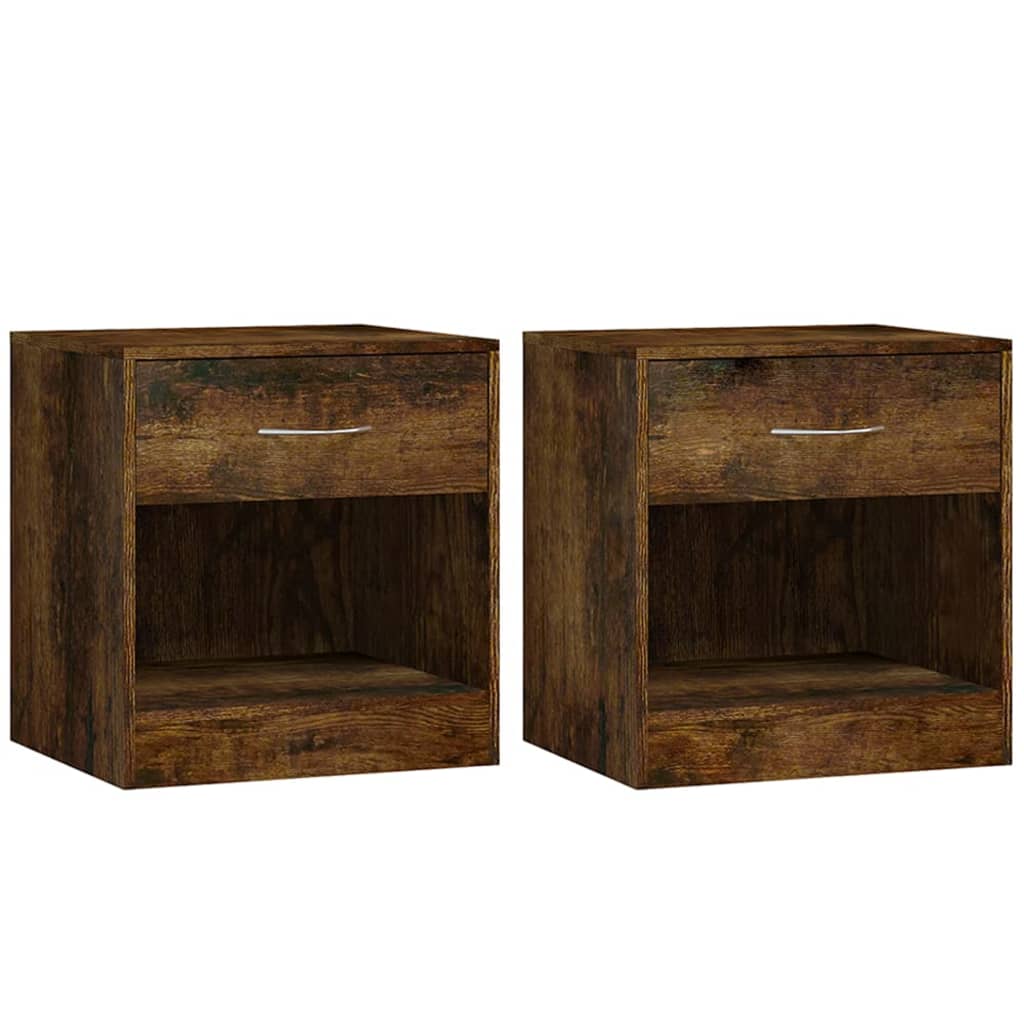 Tables de chevet 2 pcs avec tiroir Chêne fumé - XIOS