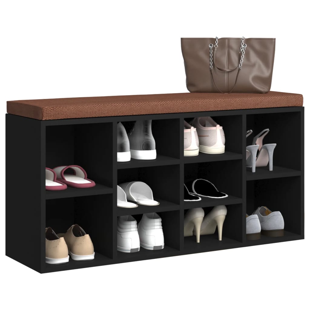 Banc à chaussures Noir 103x30x48 cm Bois d'ingénierie - XIOS