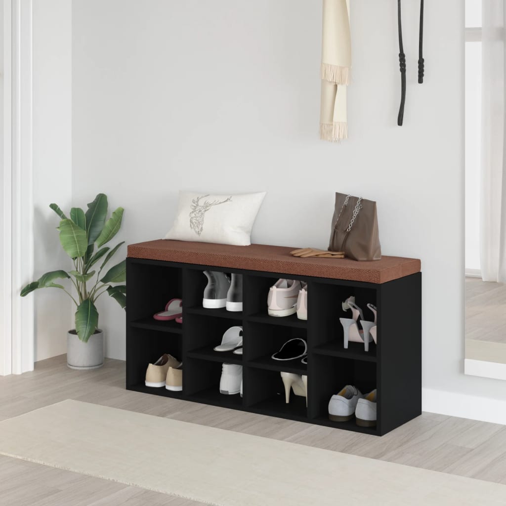 Banc à chaussures Noir 103x30x48 cm Bois d'ingénierie - XIOS