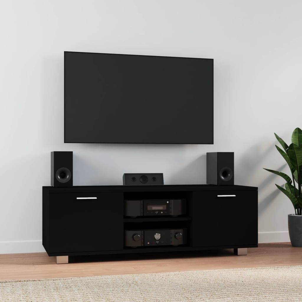 Meuble TV Noir 120x40,5x35 cm Bois d'ingénierie - XIOS