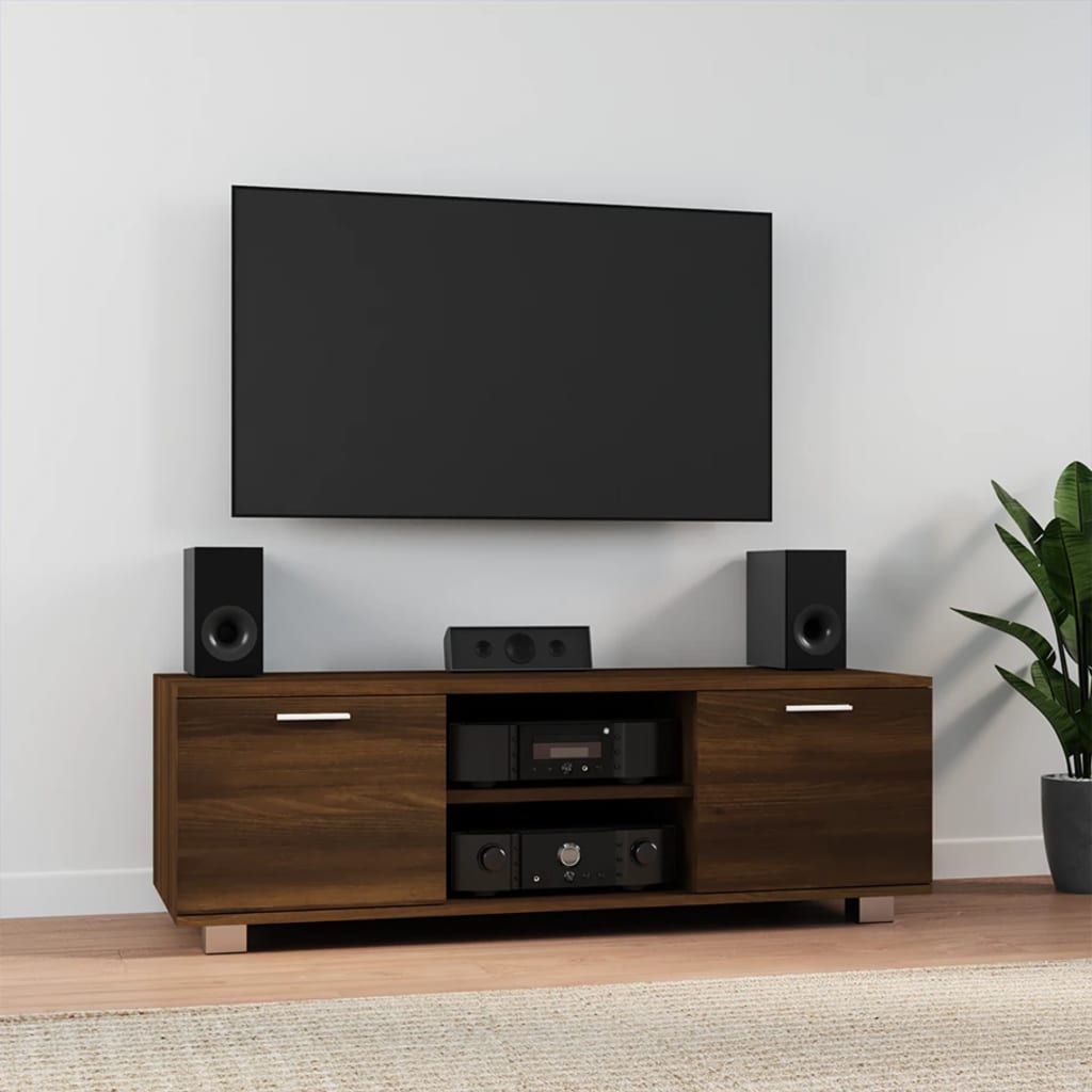 Meuble TV Chêne marron 120x40,5x35 cm Bois d'ingénierie - XIOS