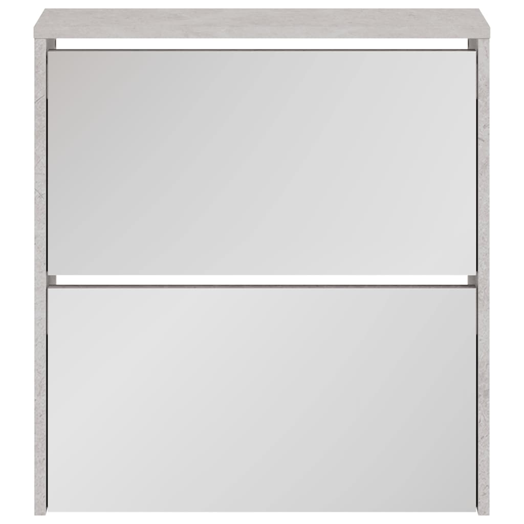 Armoire à chaussures et miroir 2 niveaux Gris béton 63x17x67 cm - XIOS