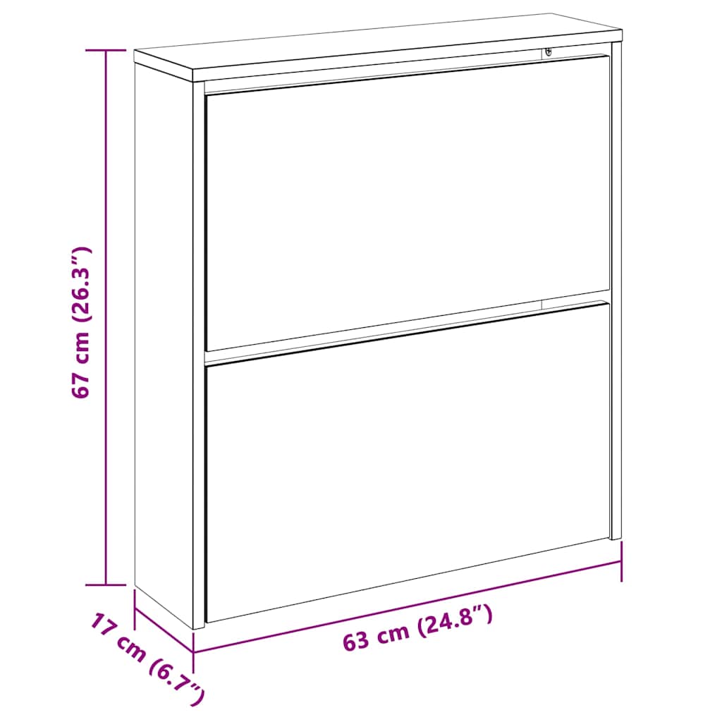 Armoire à chaussures et miroir 2 niveaux Gris béton 63x17x67 cm - XIOS