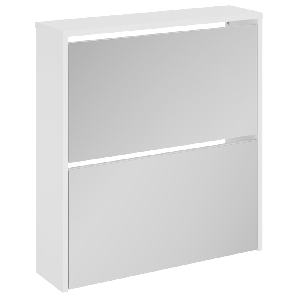 Armoire à chaussures miroir 2 niveaux Blanc brillant 63x17x67cm - XIOS