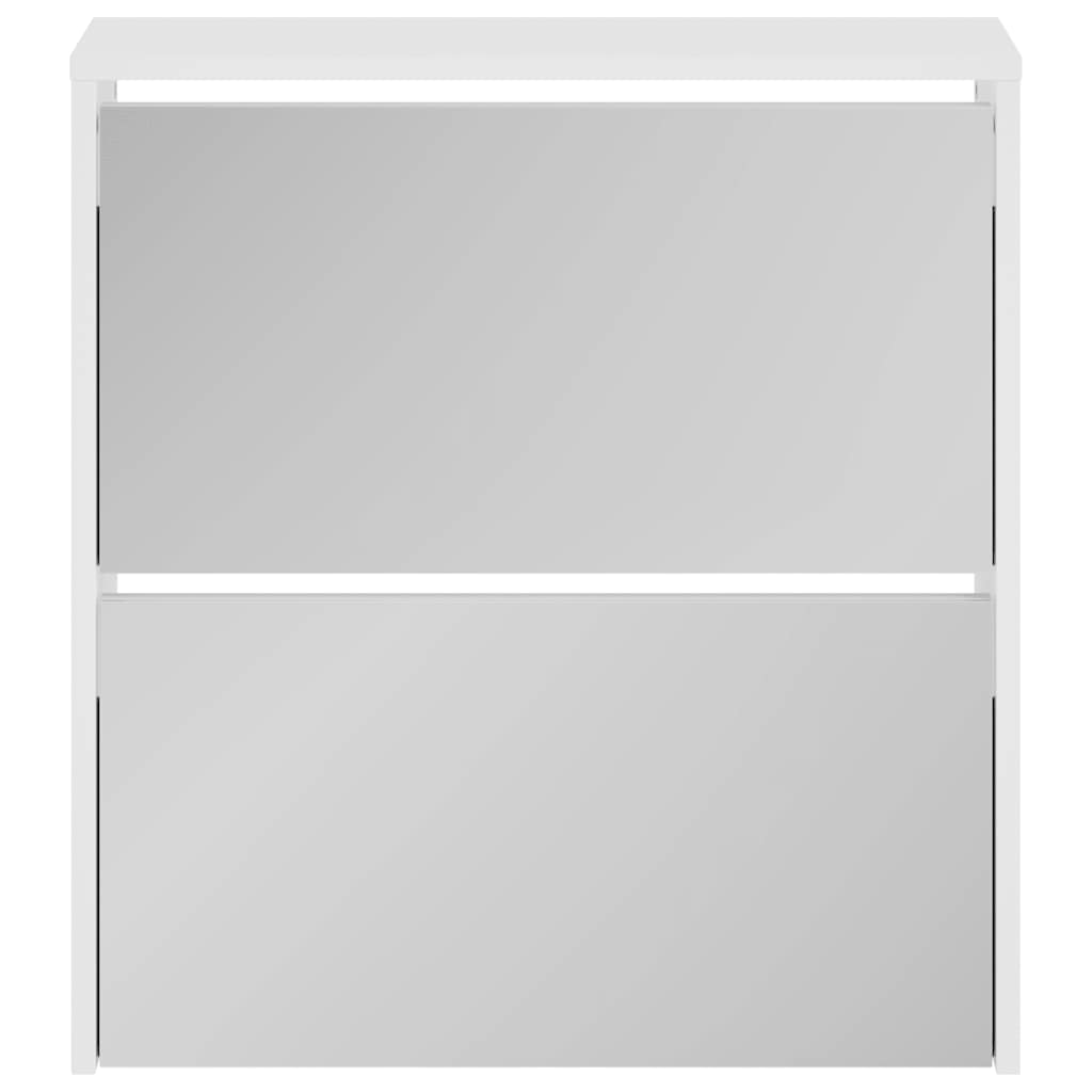 Armoire à chaussures miroir 2 niveaux Blanc brillant 63x17x67cm - XIOS