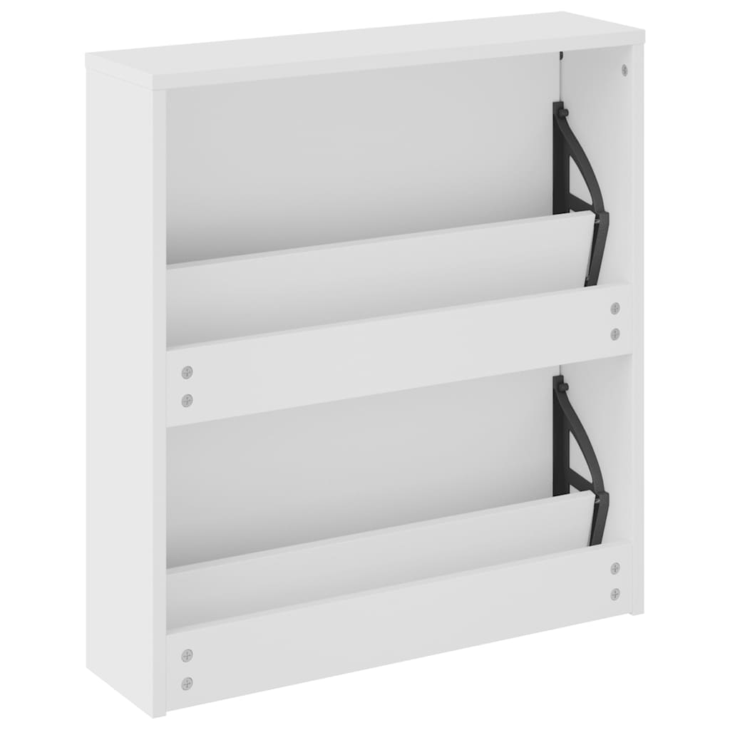 Armoire à chaussures miroir 2 niveaux Blanc brillant 63x17x67cm - XIOS