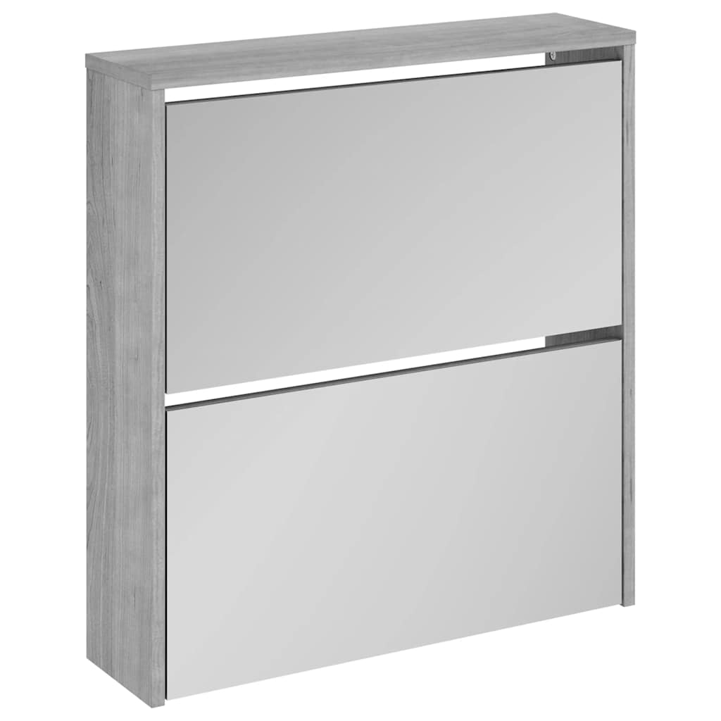 Armoire à chaussures miroir 2 niveaux Sonoma gris 63x17x67 cm - XIOS