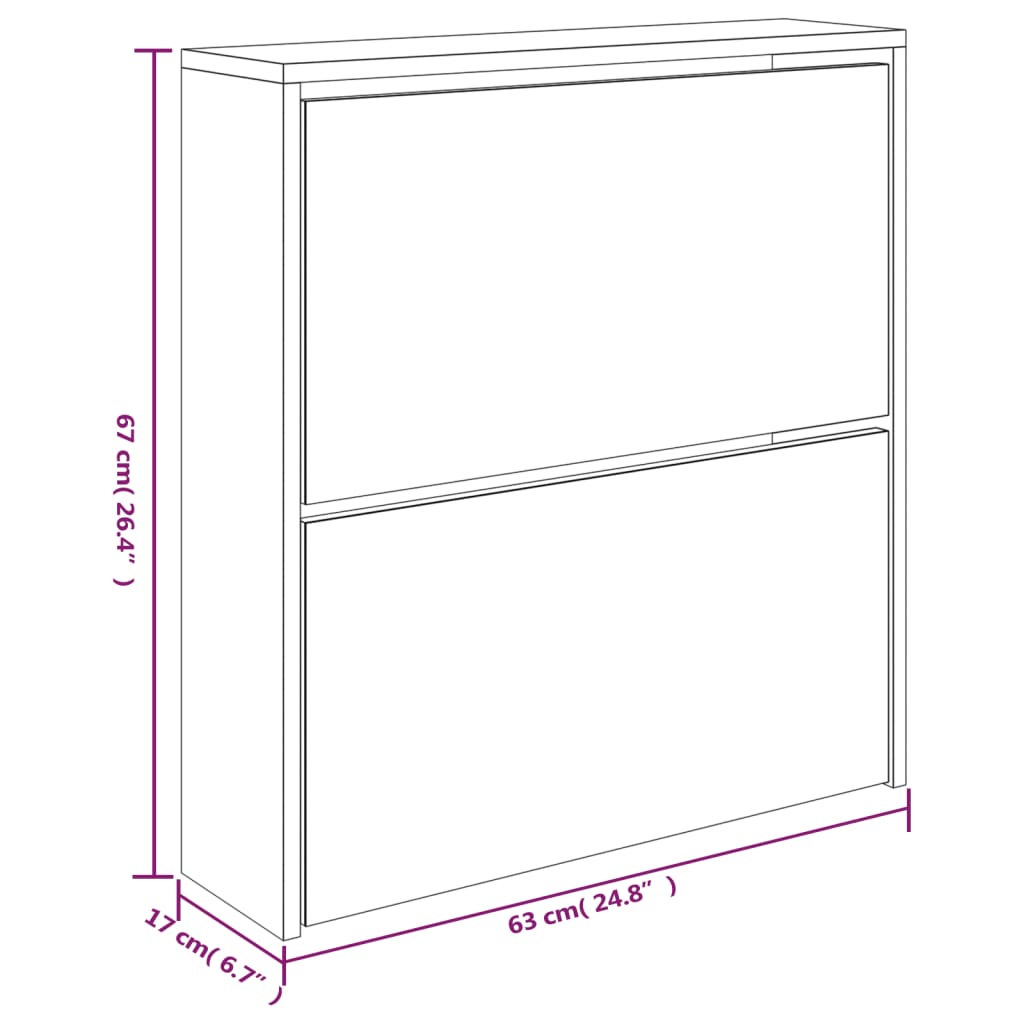 Armoire à chaussures miroir 2 niveaux Sonoma gris 63x17x67 cm - XIOS