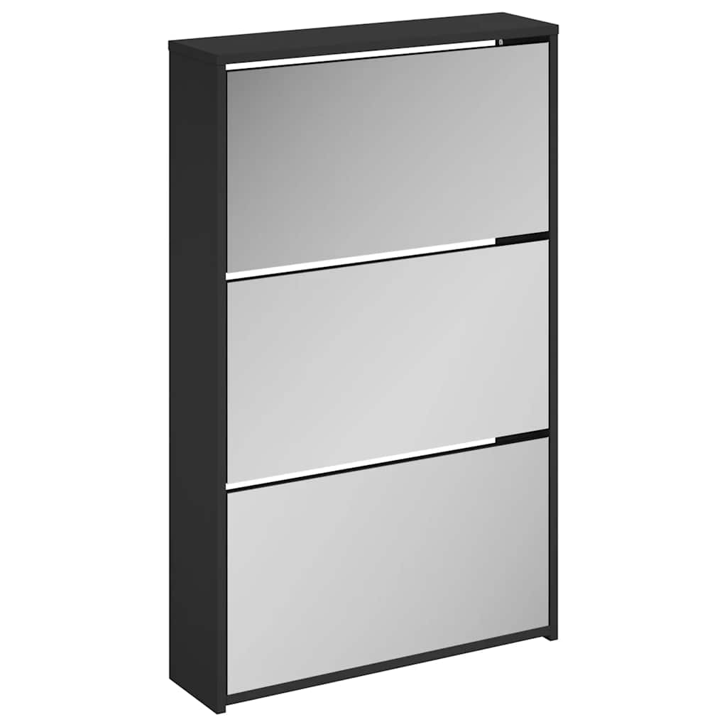 Meuble à chaussures avec miroir 3 niveaux Noir 63 x 17 x 102,5 cm - XIOS