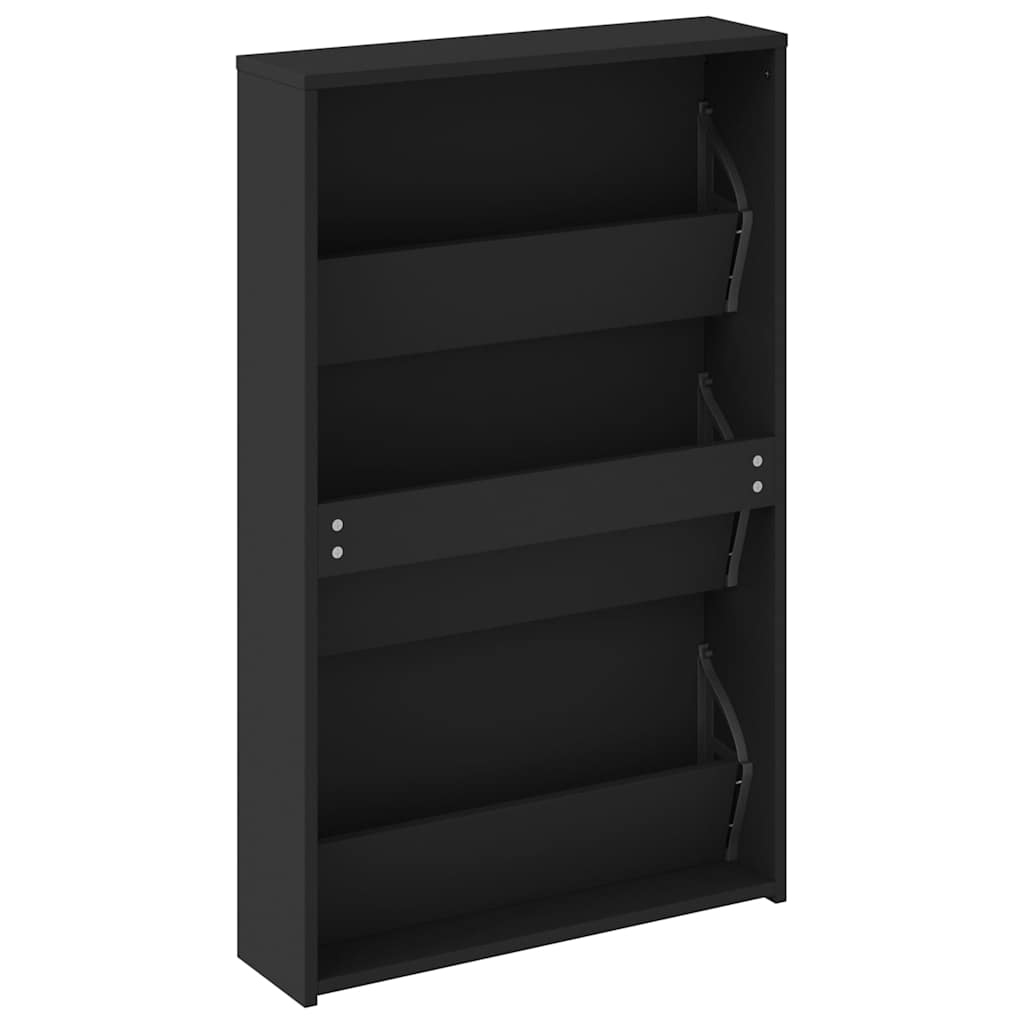 Meuble à chaussures avec miroir 3 niveaux Noir 63 x 17 x 102,5 cm - XIOS