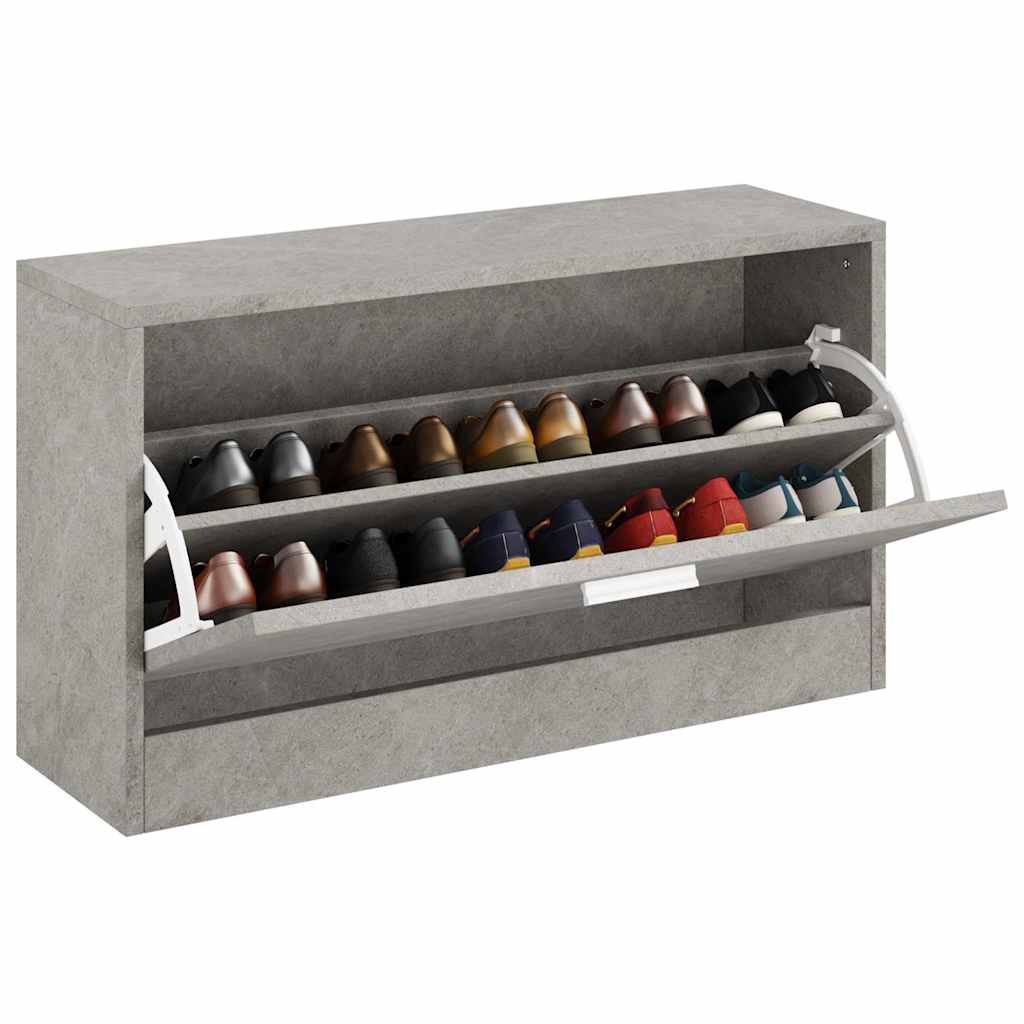 Banc à chaussures Gris béton 80x24x45 cm Bois d'ingénierie - XIOS