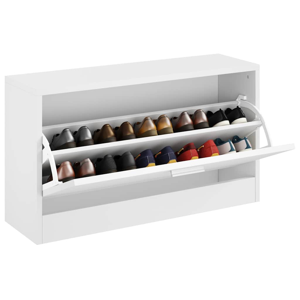 Banc à chaussures Blanc brillant 80x24x45 cm Bois d'ingénierie - XIOS
