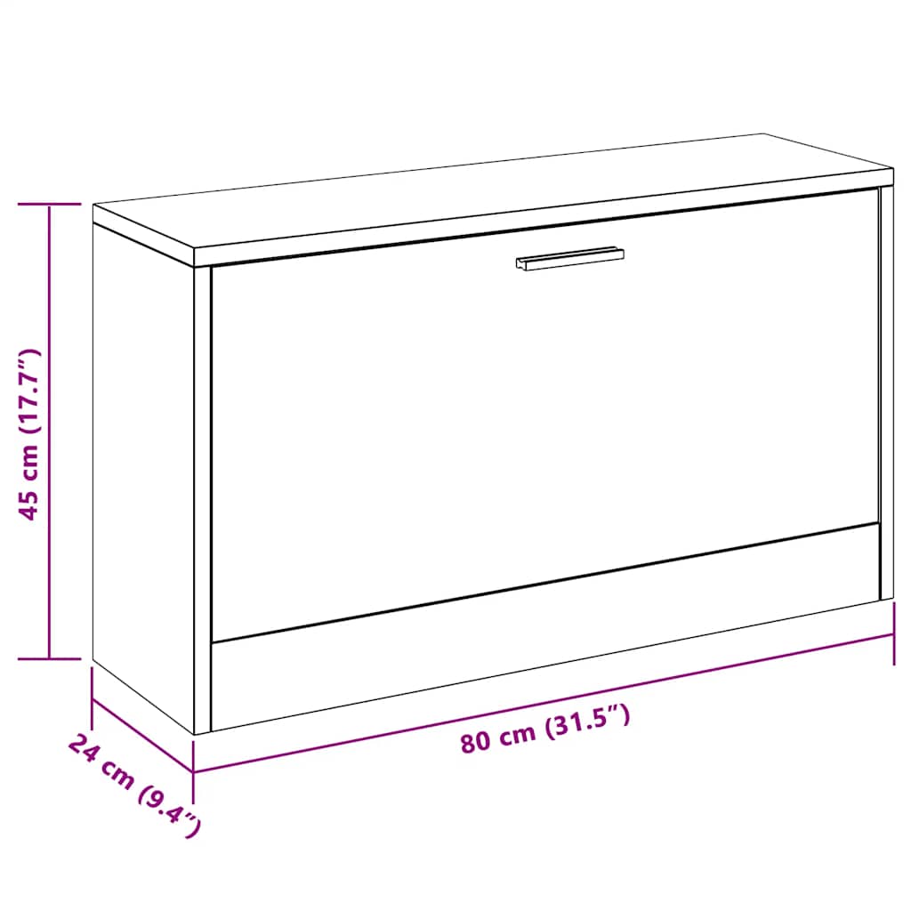 Banc à chaussures Blanc brillant 80x24x45 cm Bois d'ingénierie - XIOS