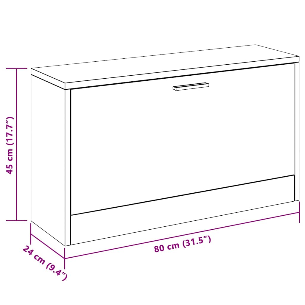 Banc à chaussures Chêne marron 80x24x45 cm Bois d'ingénierie - XIOS