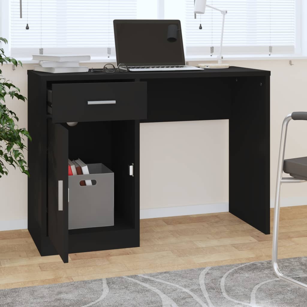 Bureau avec tiroir et armoire Noir 100x40x73 cm Bois ingénierie - XIOS