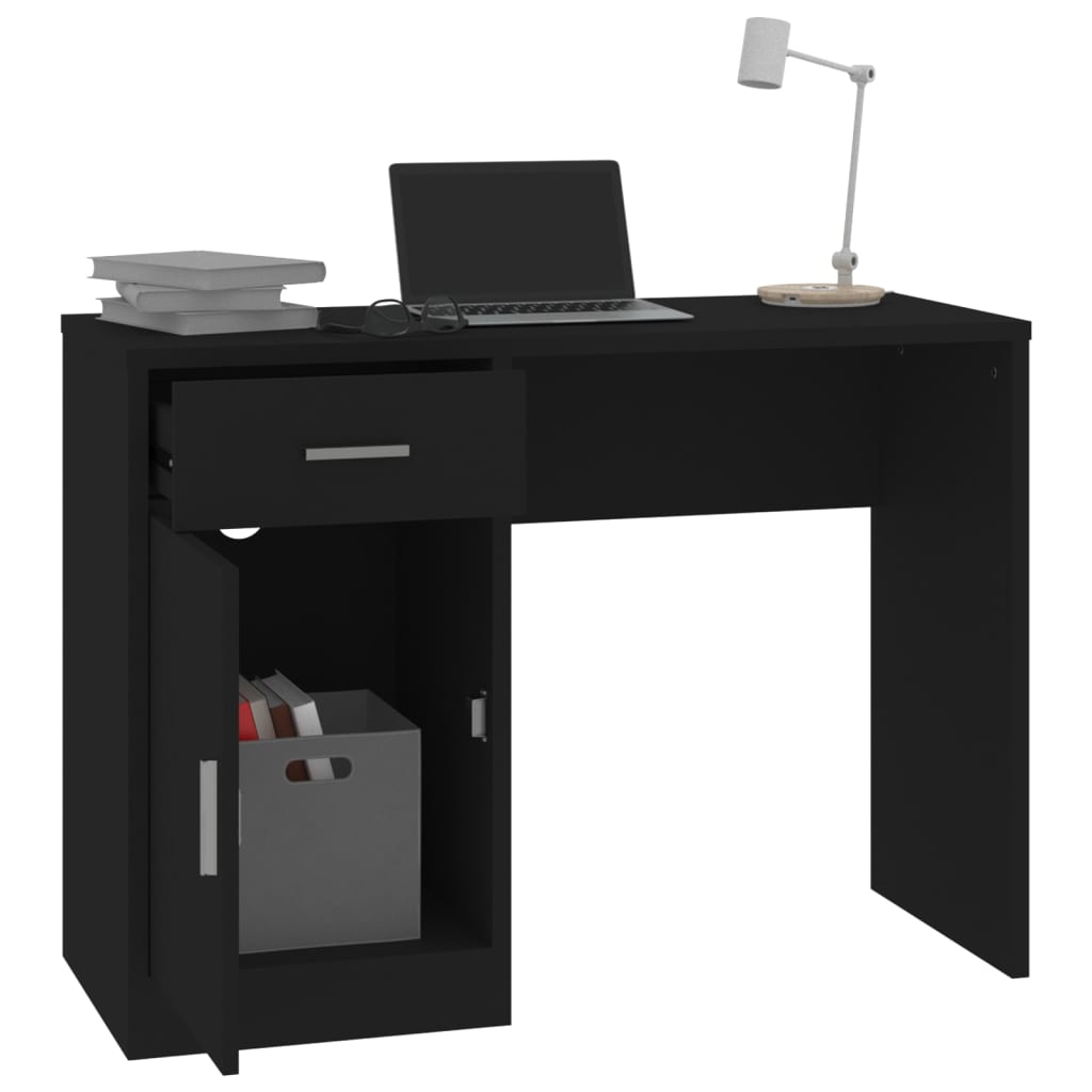 Bureau avec tiroir et armoire Noir 100x40x73 cm Bois ingénierie - XIOS