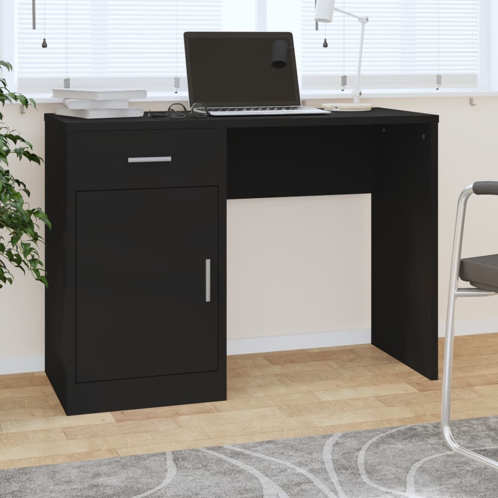 Bureau avec tiroir et armoire Noir 100x40x73 cm Bois ingénierie - XIOS