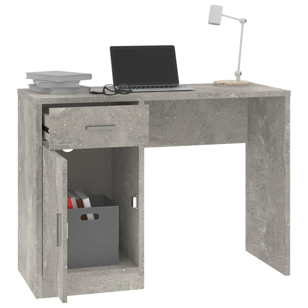 Bureau avec tiroir et armoire Gris béton 100x40x73 cm - XIOS