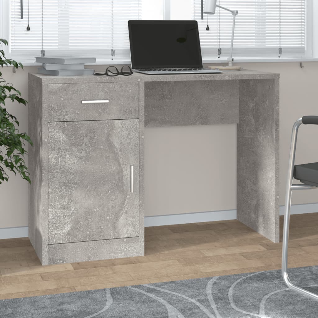 Bureau avec tiroir et armoire Gris béton 100x40x73 cm - XIOS