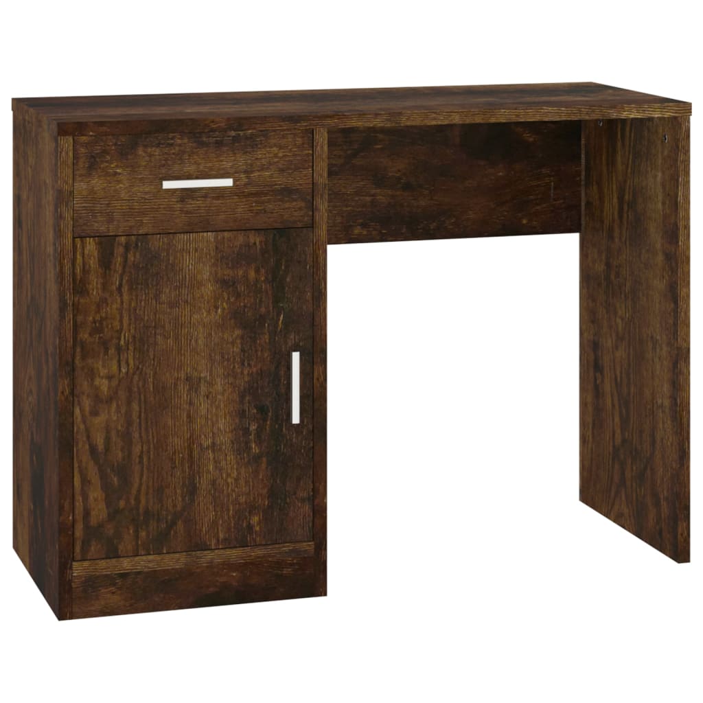 Bureau avec tiroir et armoire Chêne fumé 100x40x73 cm - XIOS