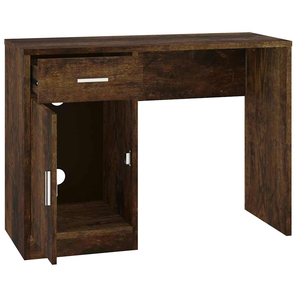 Bureau avec tiroir et armoire Chêne fumé 100x40x73 cm - XIOS