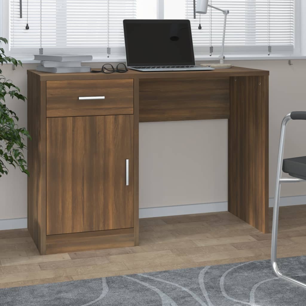 Bureau avec tiroir et armoire Chêne marron 100x40x73 cm - XIOS
