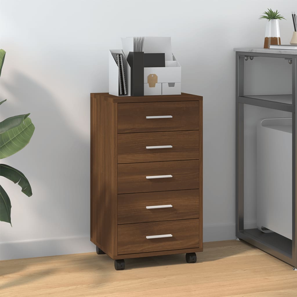 Armoire à tiroirs avec roulettes Chêne marron Bois d'ingénierie - XIOS