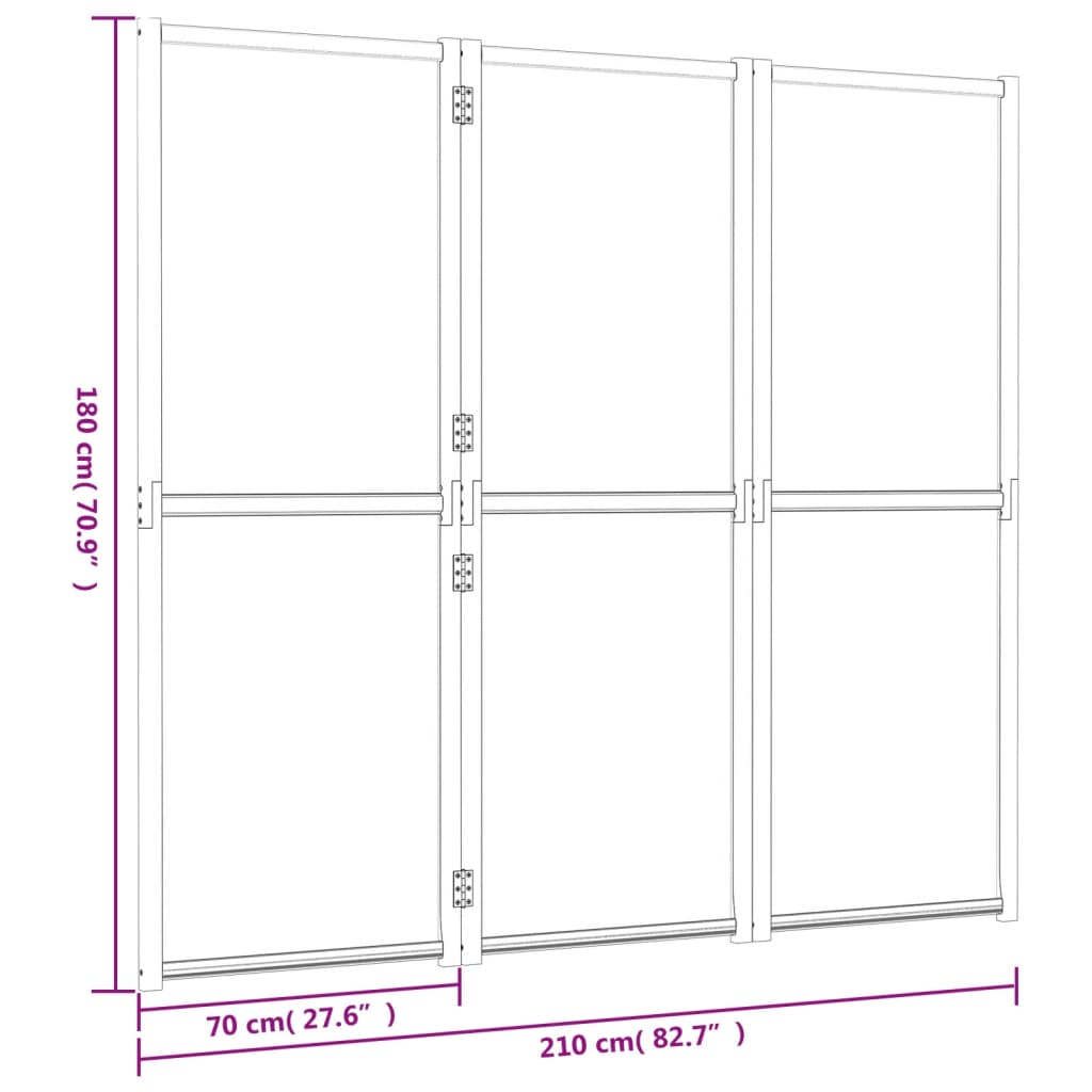 Cloison de séparation 3 panneaux Blanc crème 210x180 cm - XIOS