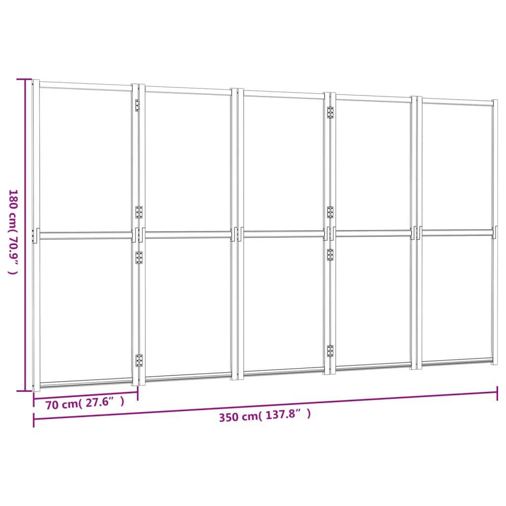 Cloison de séparation 5 panneaux Blanc crème 350x180 cm - XIOS