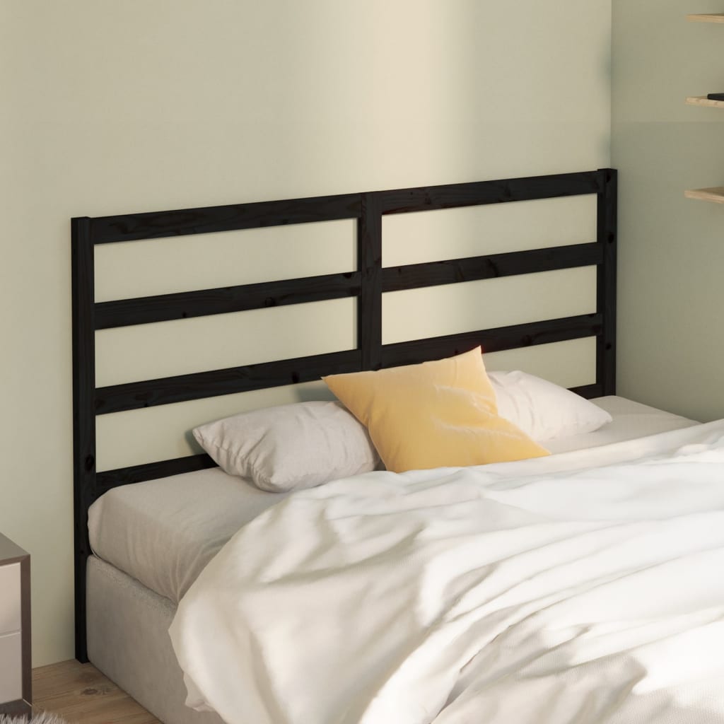 Tête de lit Noir 146x4x100 cm Bois massif de pin - XIOS