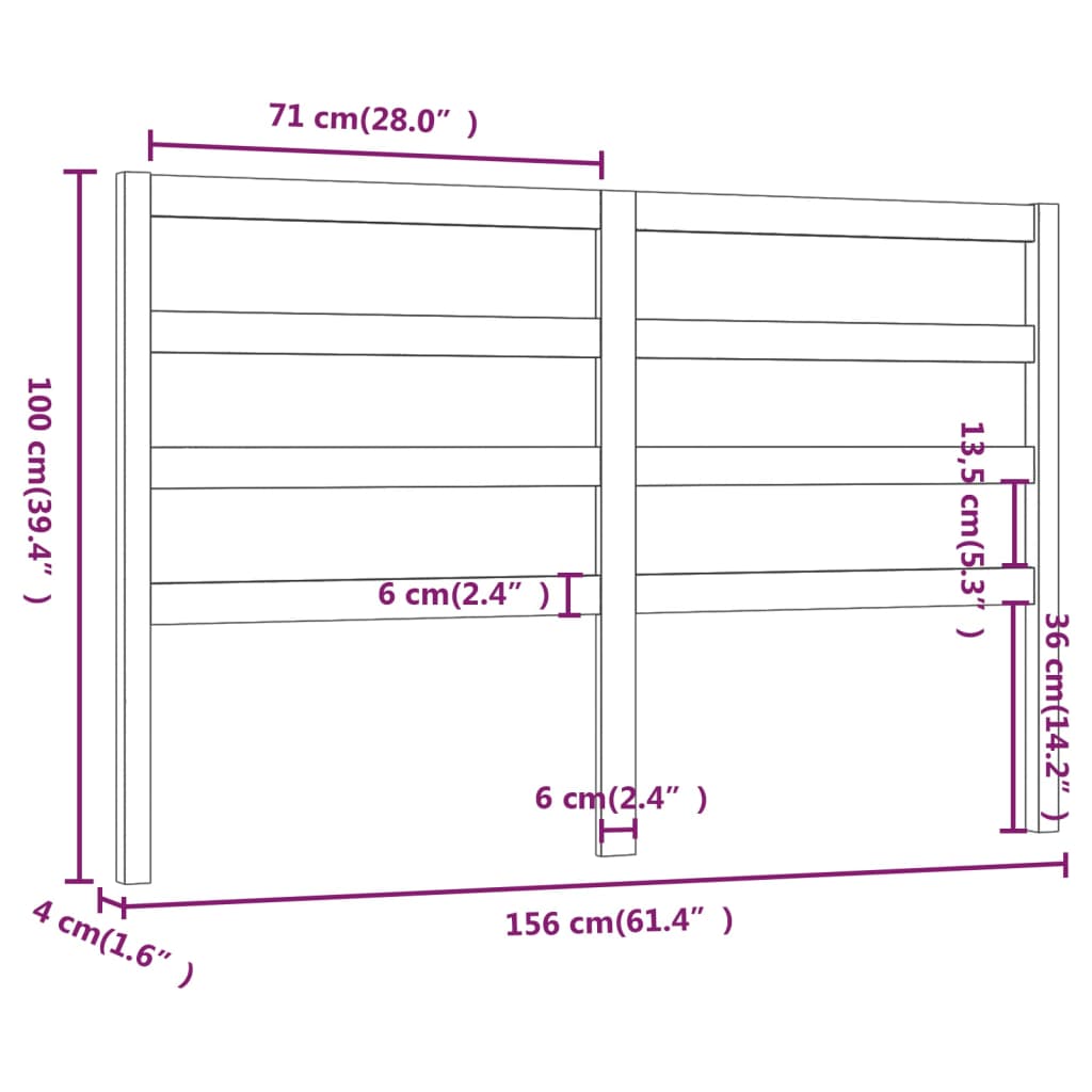 Tête de lit Marron miel 156x4x100 cm Bois massif de pin - XIOS