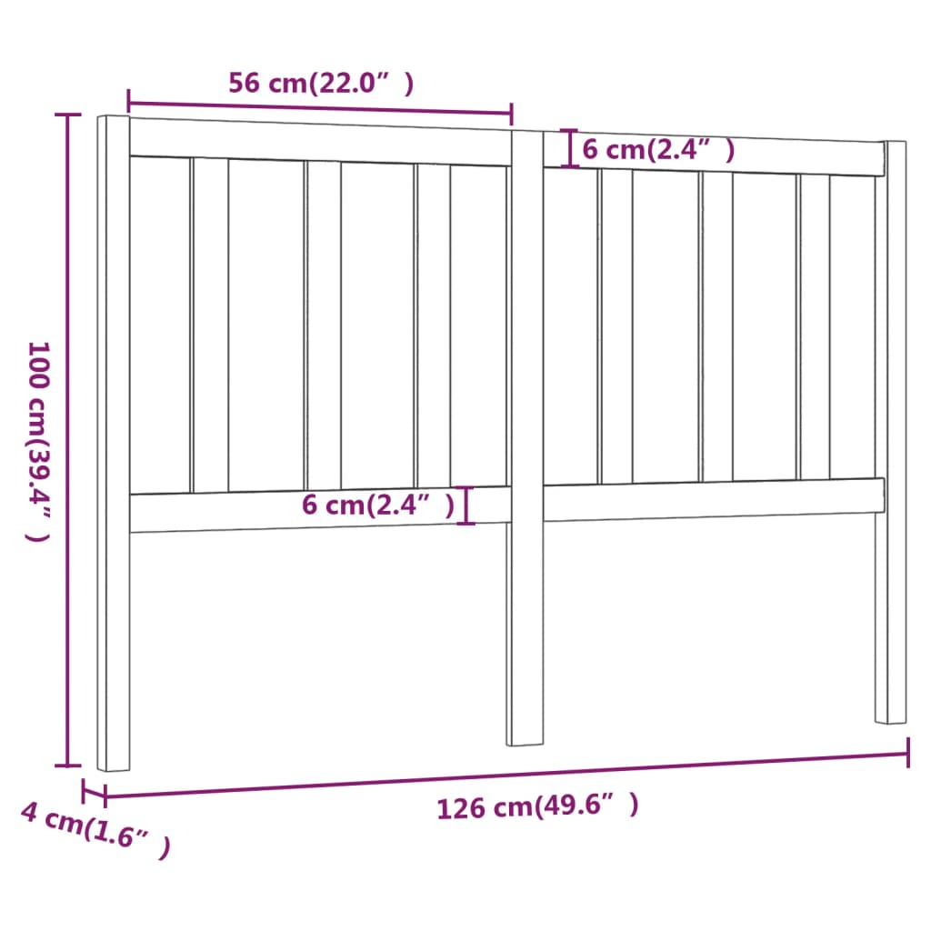 Tête de lit Gris 126x4x100 cm Bois massif de pin - XIOS
