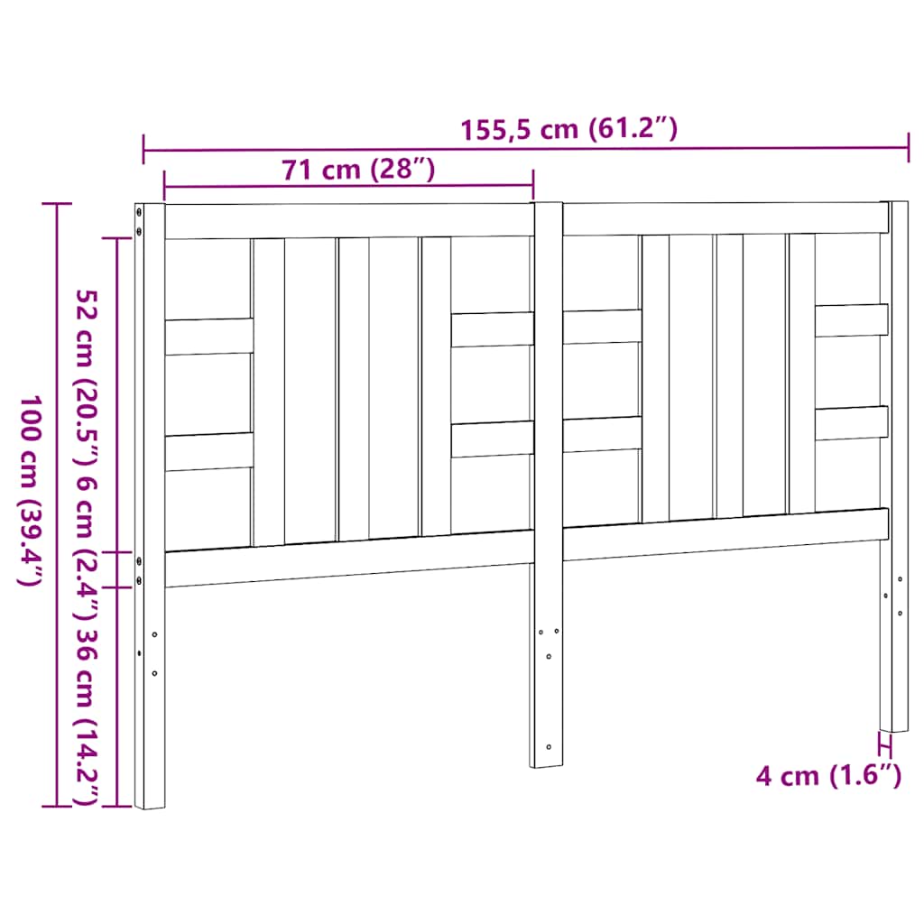 Tête de lit Blanc 156x4x100 cm Bois massif de pin - XIOS