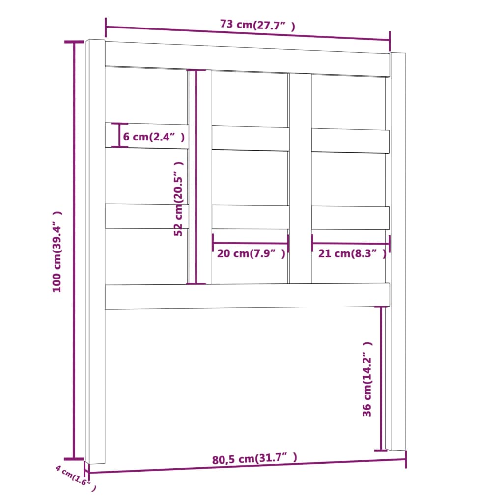 Tête de lit 80,5x4x100 cm Bois massif de pin - XIOS
