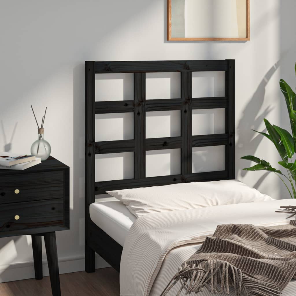 Tête de lit Noir 80,5x4x100 cm Bois massif de pin - XIOS