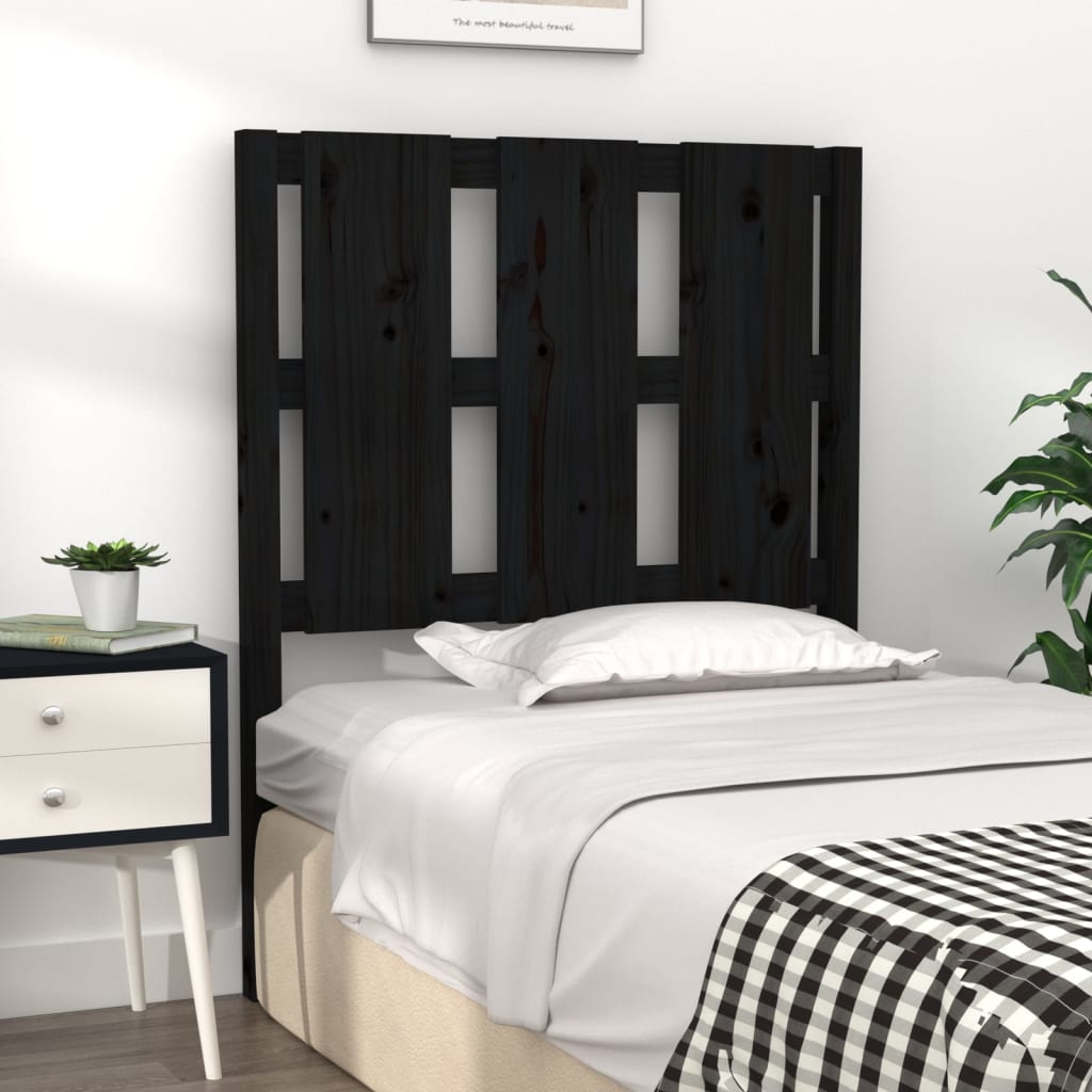 Tête de lit Noir 80,5x4x100 cm Bois massif de pin - XIOS