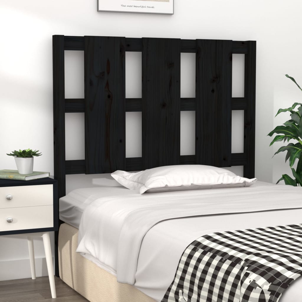 Tête de lit Noir 95,5x4x100 cm Bois massif de pin - XIOS