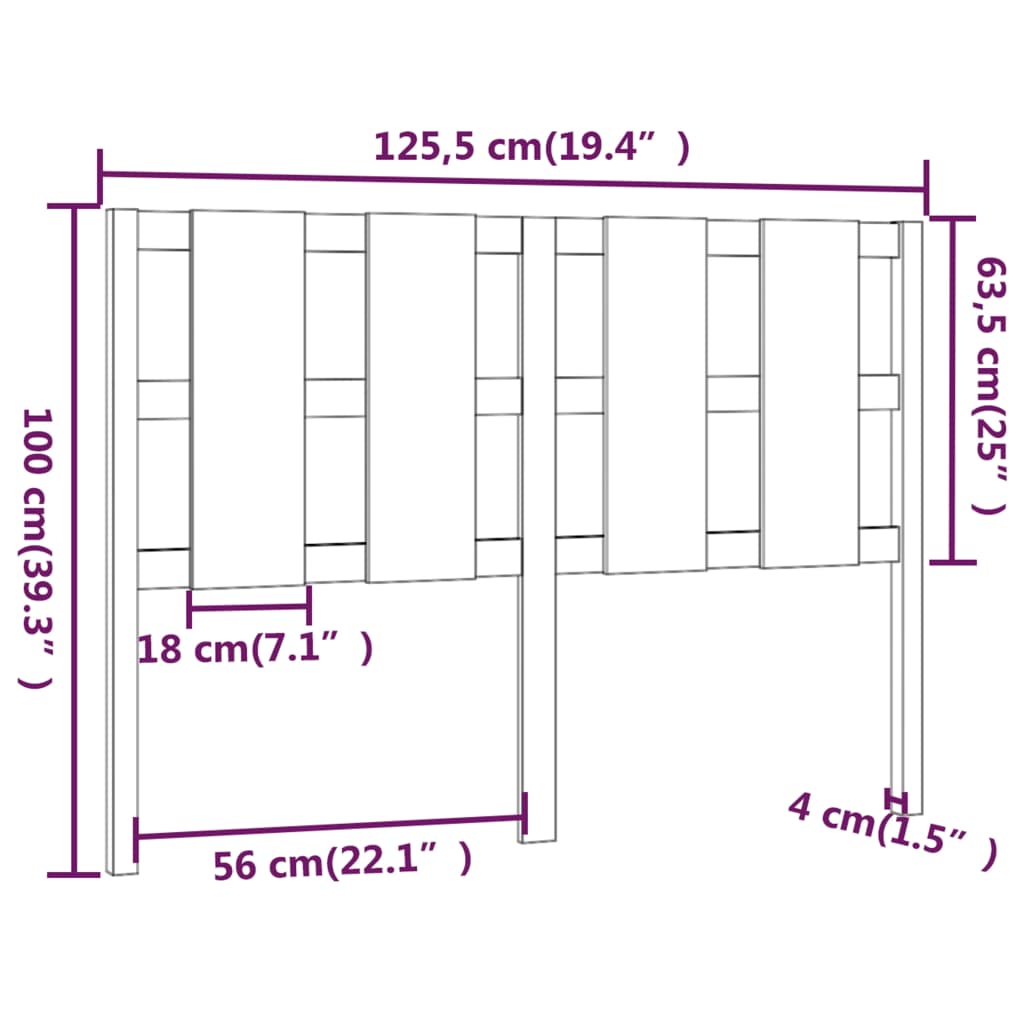 Tête de lit Marron miel 125,5x4x100 cm Bois massif de pin - XIOS