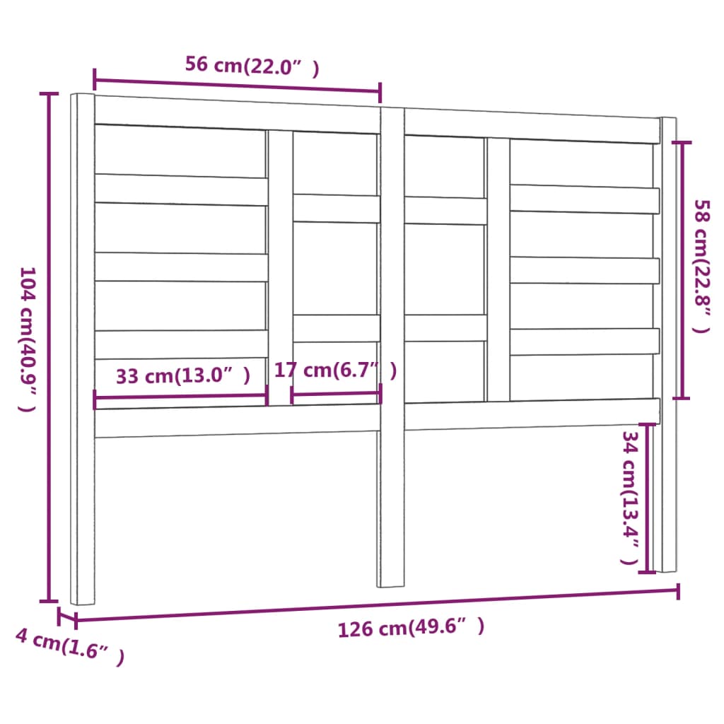 Tête de lit Blanc 126x4x104 cm Bois massif de pin - XIOS