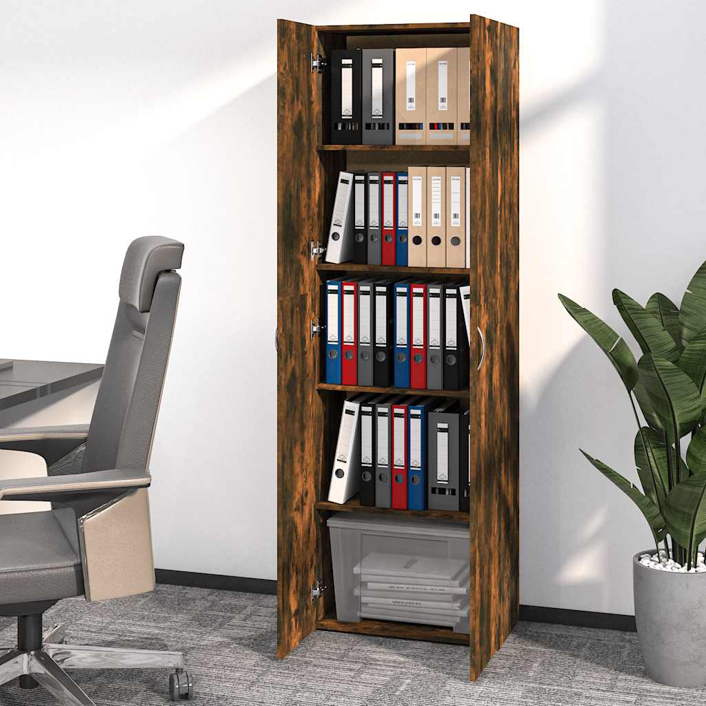 Armoire de bureau Chêne fumé 60x32x190 cm Bois d'ingénierie - XIOS