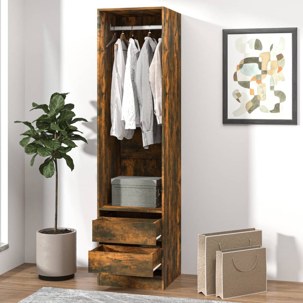 Armoire avec tiroirs Chêne fumé 50x50x200 cm Bois d'ingénierie - XIOS