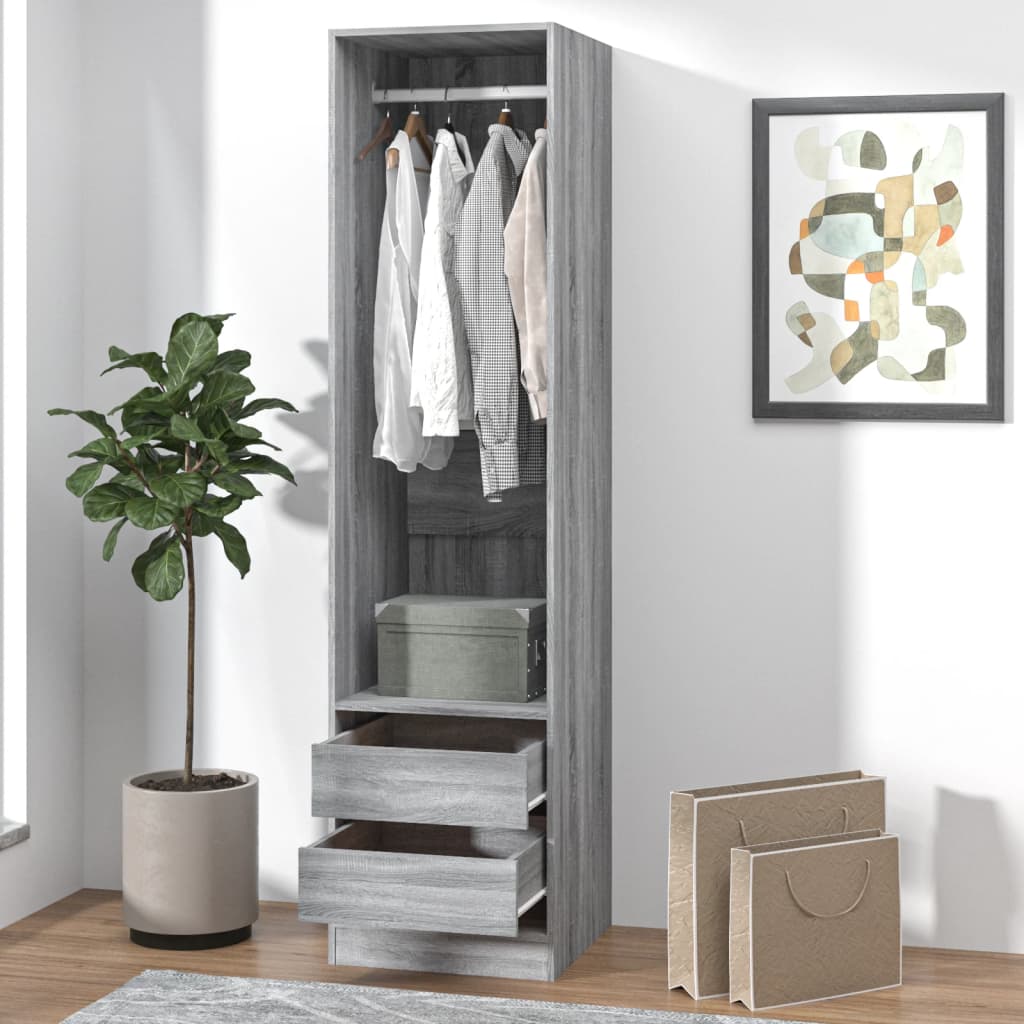 Armoire avec tiroirs Sonoma gris 50x50x200 cm Bois d'ingénierie - XIOS
